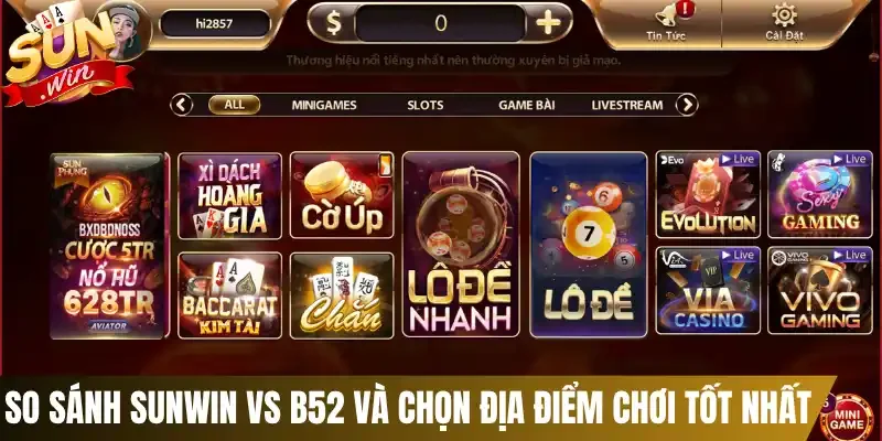 So sánh Sunwin vs B52 và chọn địa điểm chơi tốt nhất